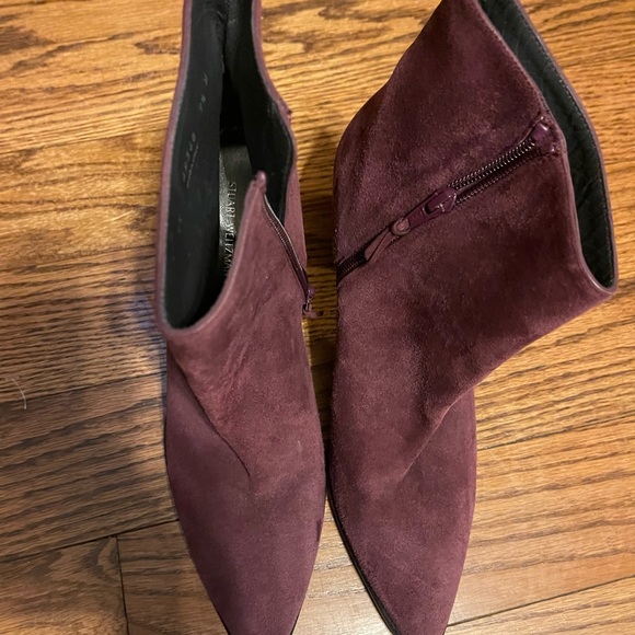 Stuart Weitzmann Booties-Gently Worn-Burgundy Color - Picture 4 of 9